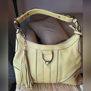 Cole Haan Pebbled Leather Hobo Yellow Bag